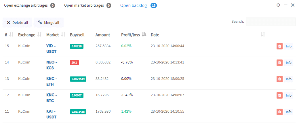 Hoe u kunt begrijpen wat er in het configuratiescherm voor Arbitrage in Crypto Hopper staat 1 Arbitrage openen