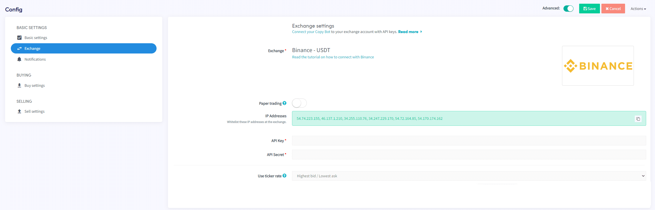 Hoe u Copy Bot in Crypto Hopper instelt 1 kopieer botconfiguratie