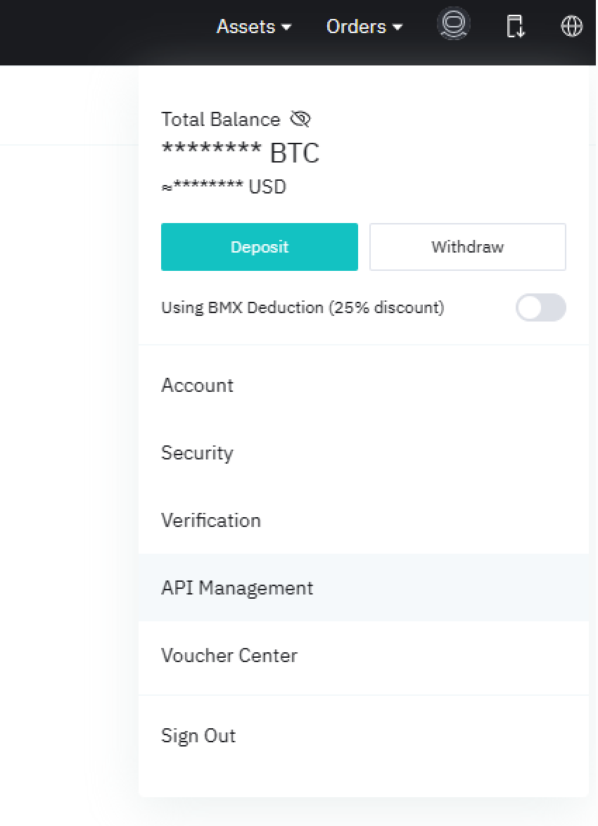 BitMart'ı Crypto Hopper'da API anahtarlarına bağlama 1 API Yönetimi BitMart