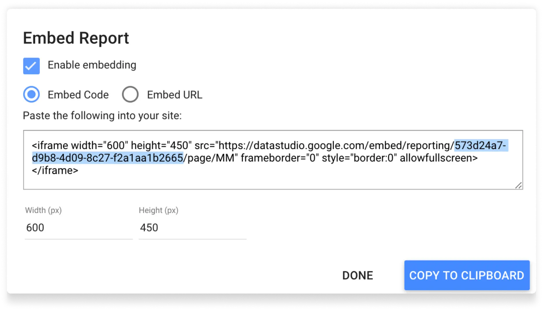 Embedded Data Studio (Embedded Data Studio): Pazartesi günü veriler nasıl analiz edilir 6 embed.png