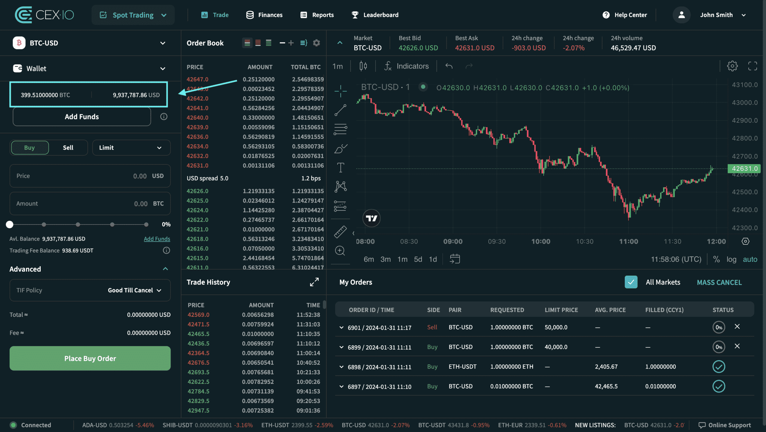 Cómo ejecutar una orden limitada en CEX.IO Sspot Trading 4 Cómo ejecutar una orden limitada en CEX.IO Sspot Trading