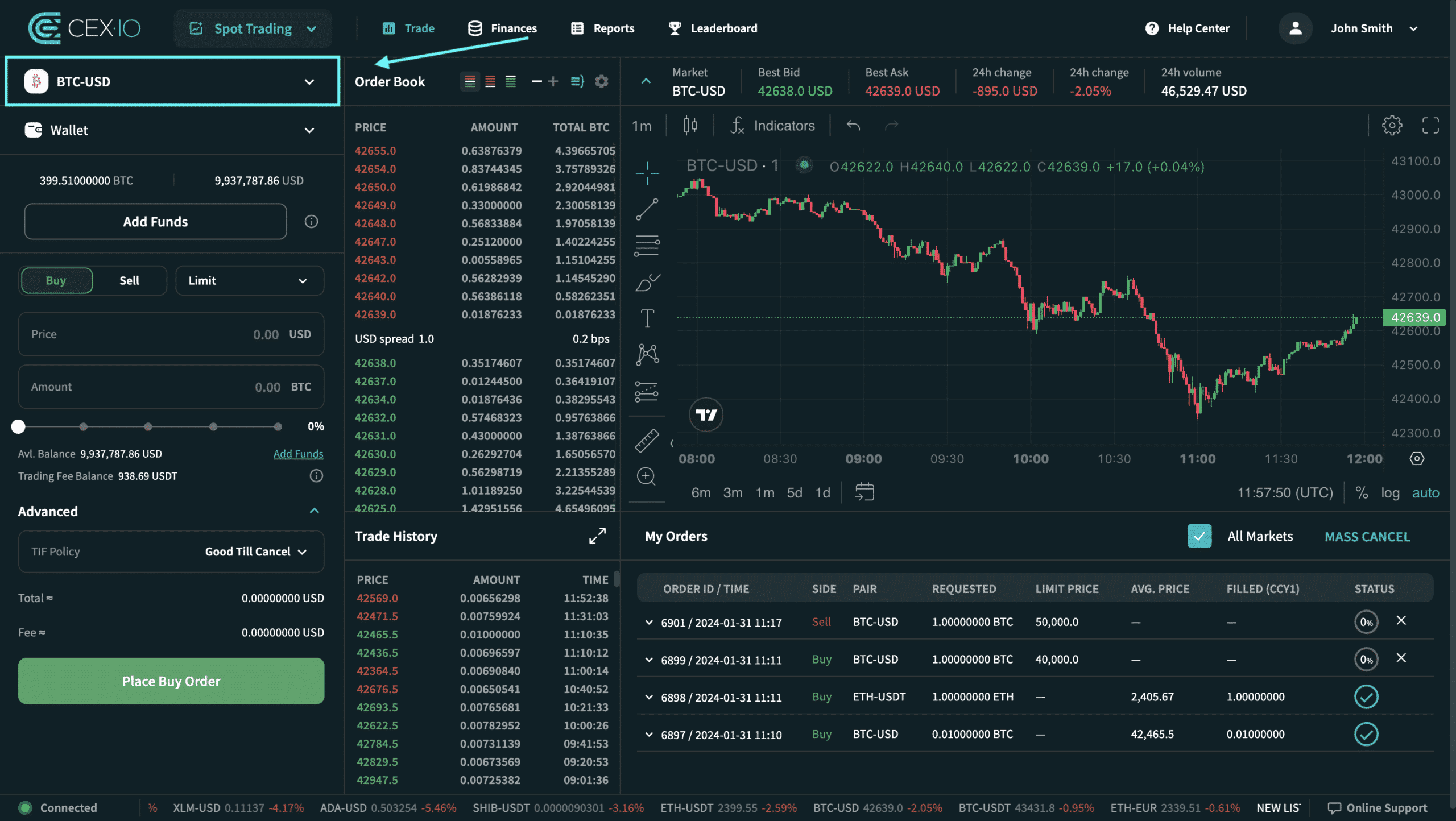 Cómo ejecutar una orden limitada en CEX.IO Sspot Trading 2 Cómo ejecutar una orden limitada en CEX.IO Sspot Trading