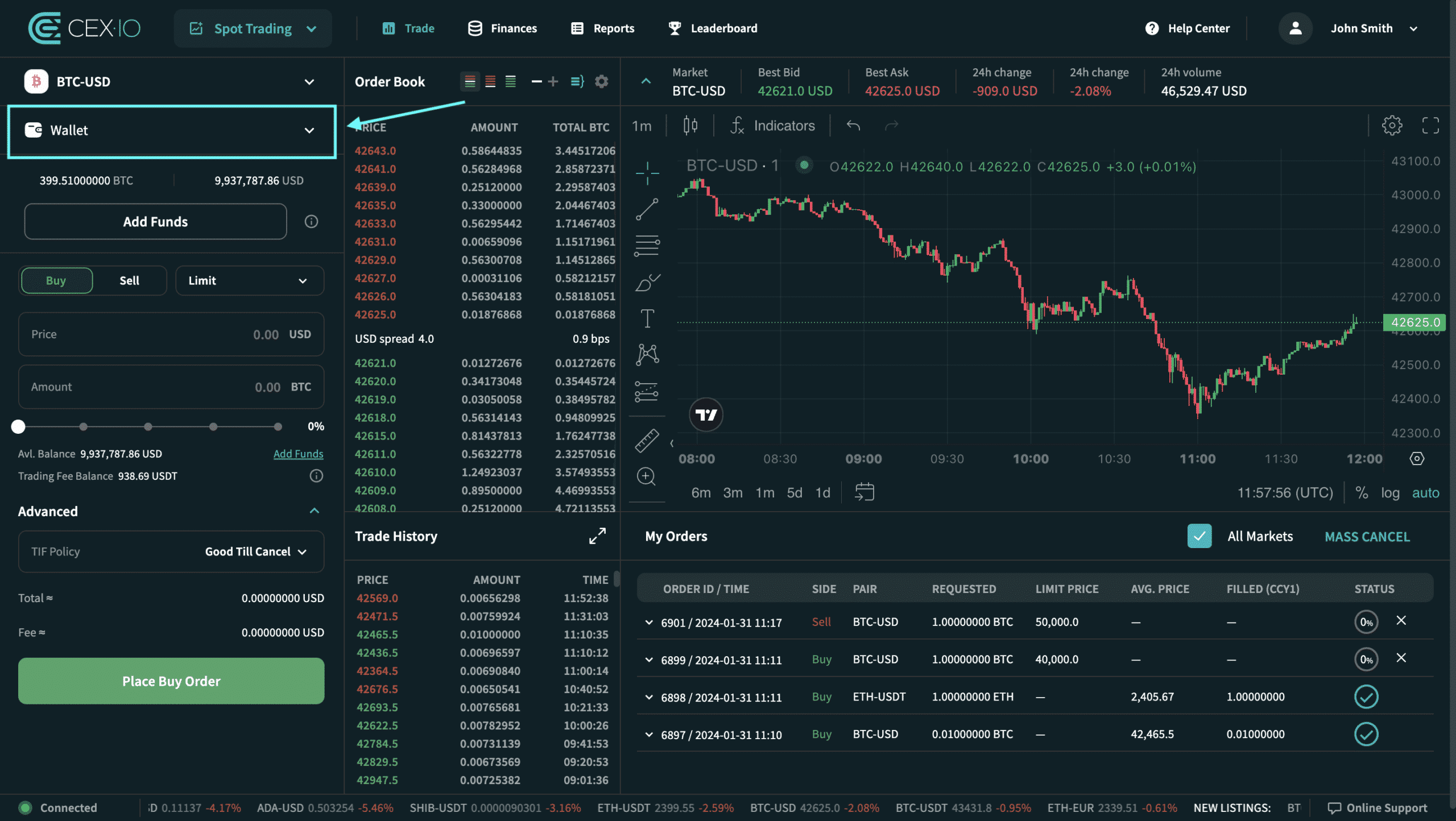 Cómo ejecutar una orden limitada en CEX.IO Sspot Trading 3 Cómo ejecutar una orden limitada en CEX.IO Sspot Trading