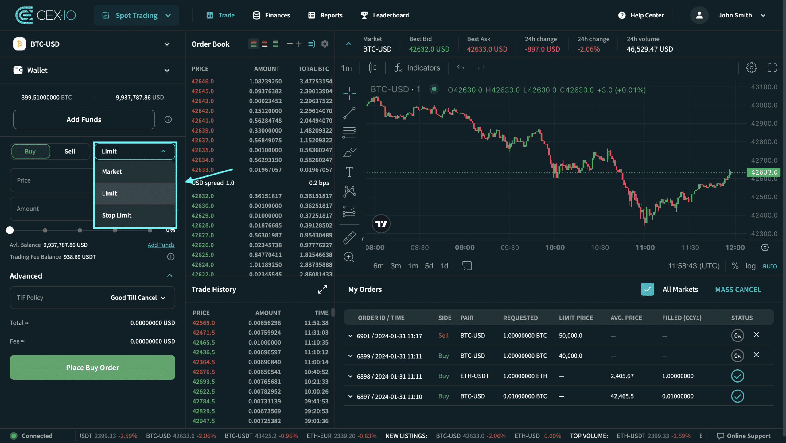 Cómo ejecutar una orden limitada en CEX.IO Sspot Trading 6 Cómo ejecutar una orden limitada en CEX.IO Sspot Trading