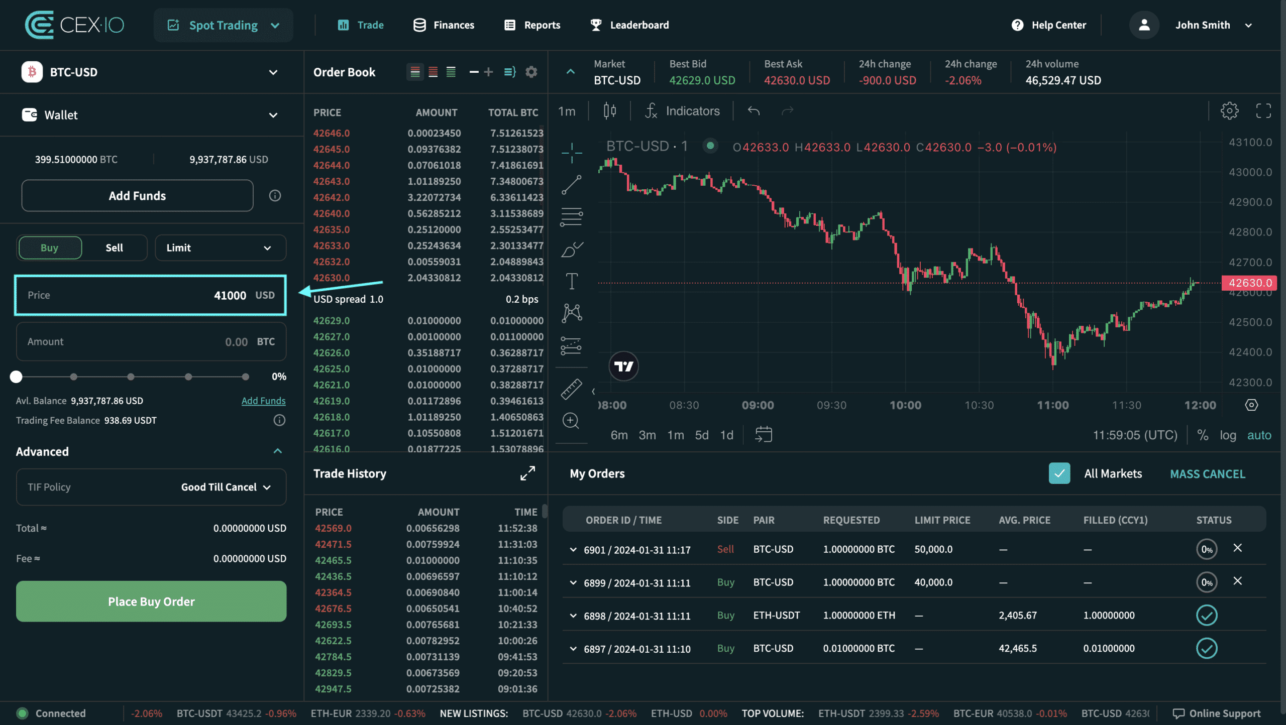 Cómo ejecutar una orden limitada en CEX.IO Sspot Trading 7 Cómo ejecutar una orden limitada en CEX.IO Sspot Trading