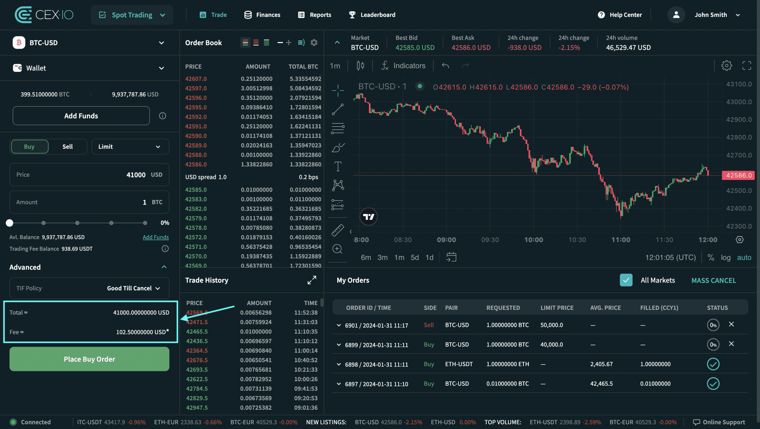 Cómo ejecutar una orden limitada en CEX.IO Sspot Trading 9 Cómo ejecutar una orden limitada en CEX.IO Sspot Trading