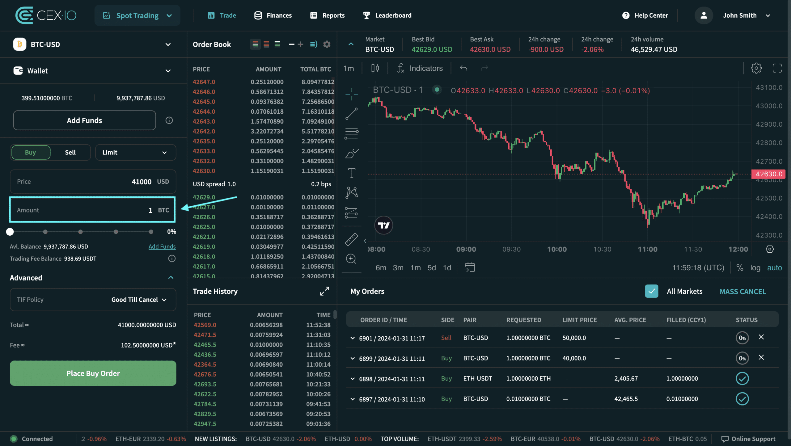 Cómo ejecutar una orden limitada en CEX.IO Sspot Trading 8 Cómo ejecutar una orden limitada en CEX.IO Sspot Trading