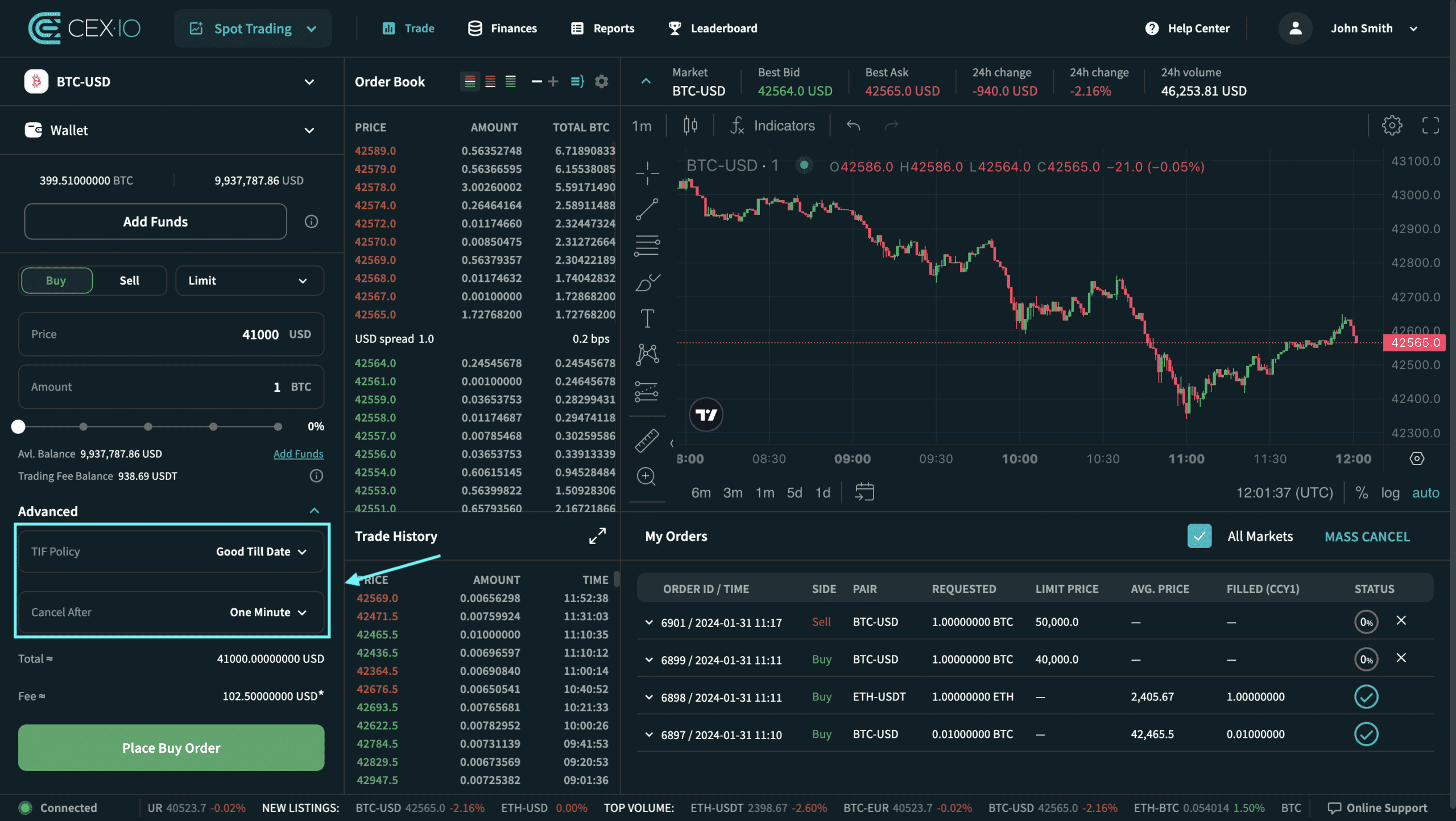 Cómo ejecutar una orden limitada en CEX.IO Sspot Trading 11 Cómo ejecutar una orden limitada en CEX.IO Sspot Trading
