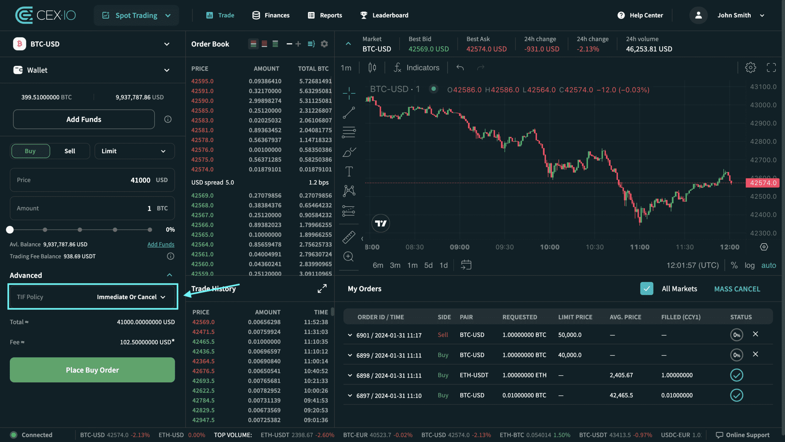 Cómo ejecutar una orden limitada en CEX.IO Sspot Trading 13 Cómo ejecutar una orden limitada en CEX.IO Sspot Trading