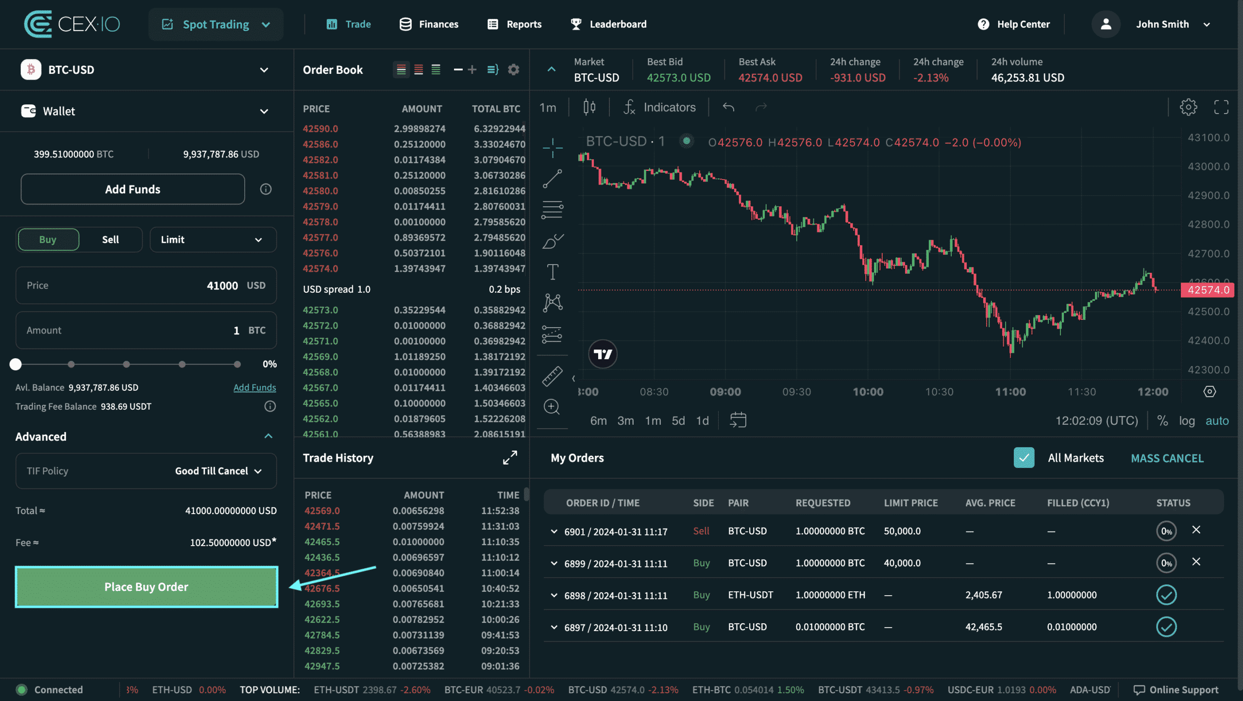 Cómo ejecutar una orden limitada en CEX.IO Sspot Trading 14 Cómo ejecutar una orden limitada en CEX.IO Sspot Trading