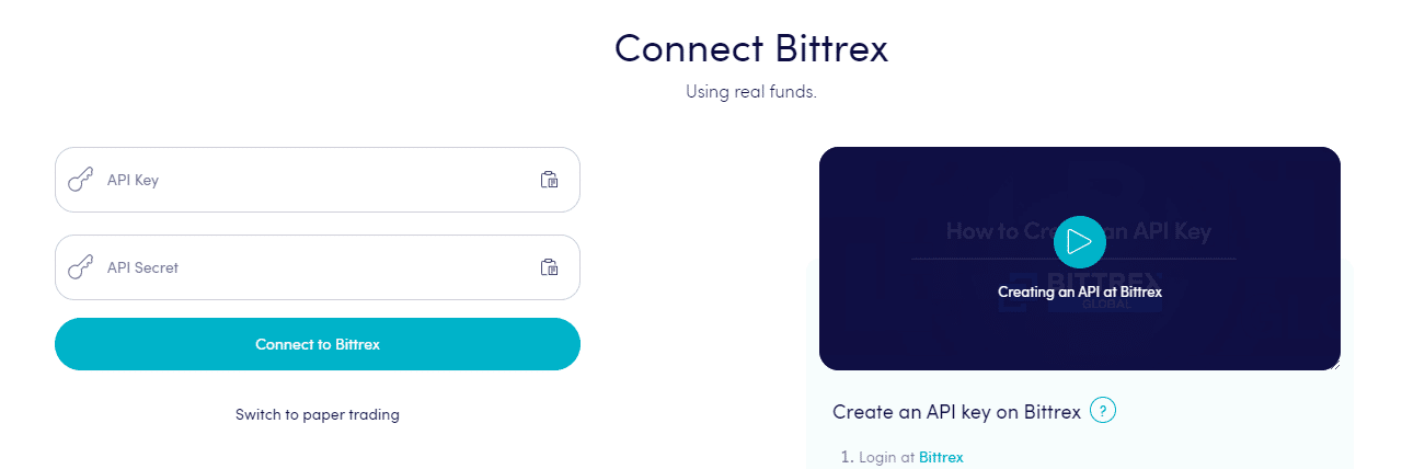 كيفية الاتصال بـ Bittrex في Crypto Hopper 4 أضف مفاتيح Bittrex API إلى Cryptohopper Trading Bot