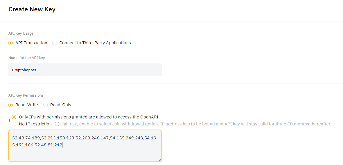如何在 Crypto Hopper 上连接到 Bybit 2 为 Cryptohopper 交易机器人创建 Bybit API