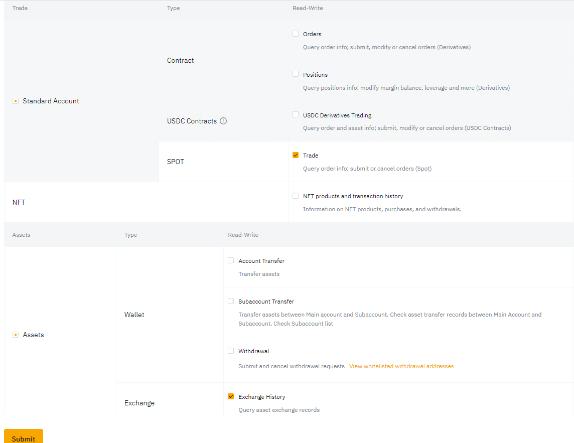 如何在 Crypto Hopper 上连接到 Bybit 3 Bybit API 权限 Cryptohopper 交易机器人
