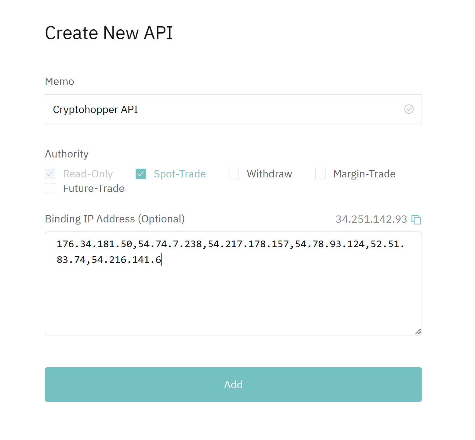 BitMart'ı Crypto Hopper'da API anahtarlarına bağlama 2 API Anahtarı Oluştur BitMart
