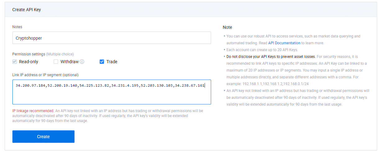 How to connect to Huobi on Crypto Hopper 2 API key permissions in HTX for the Cryptohopper trading bot