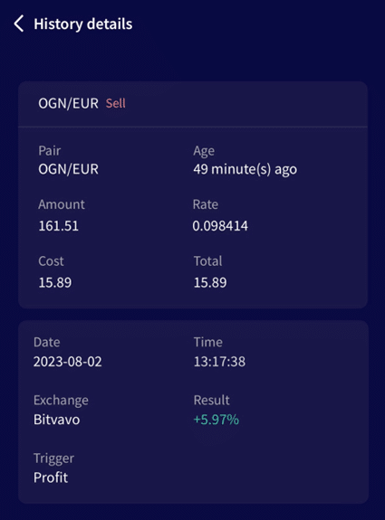 How to find what in the trading history on the Crypto Hopper app 3 How to find what in the trading history on the Crypto Hopper app
