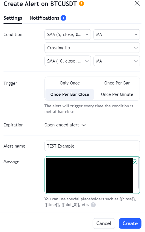Kopieer TradingView-waarschuwing JSON