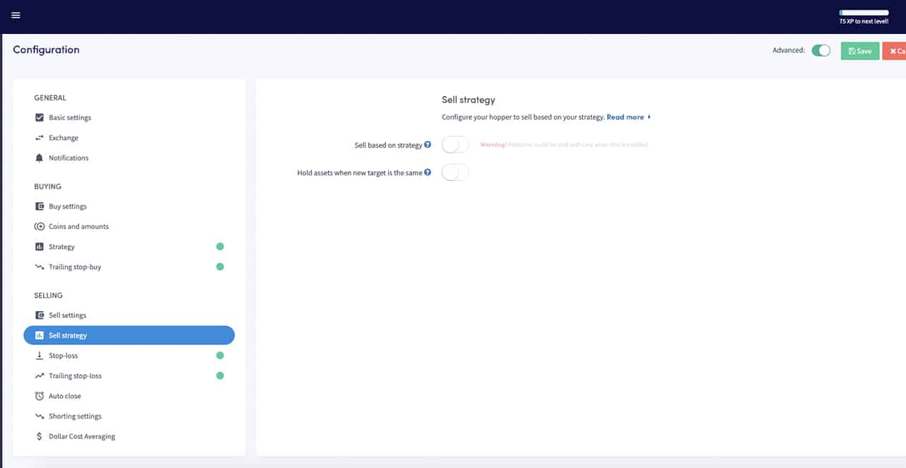 איך להגדיר את הגדרות המכירה ב-Crypto Hopper